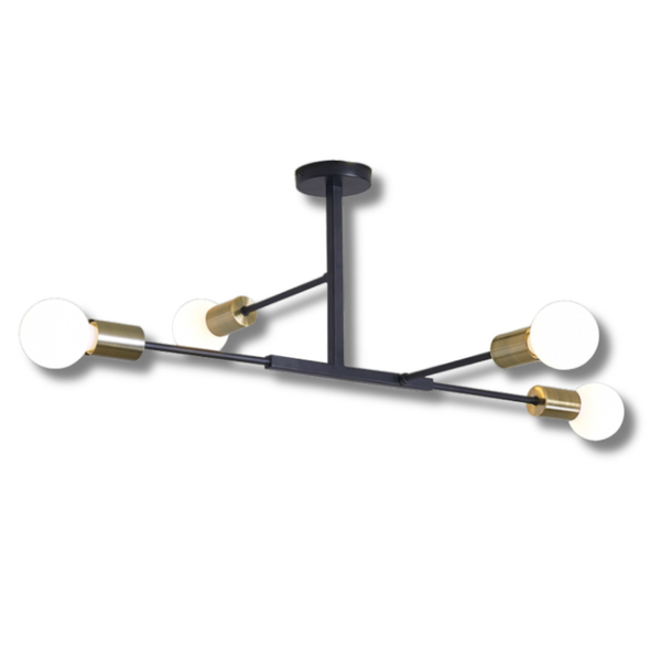 Brightstar CH507/4 Black &amp; Antique Brass Chandelier