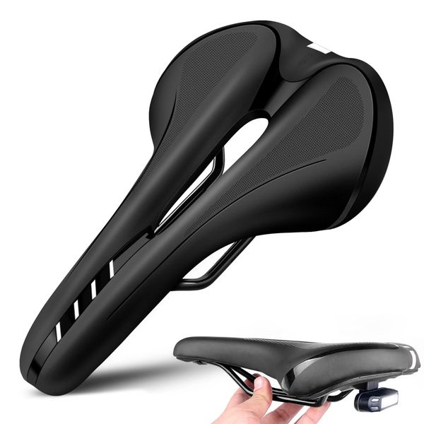 Ergonomic Shock Absorbing Bike Seat Cushion with Rechargeable LED Light