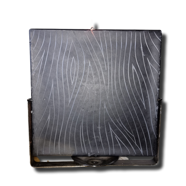 Candle and Metal Base with Catch Plate - Designer Upright Woodgrain Texture