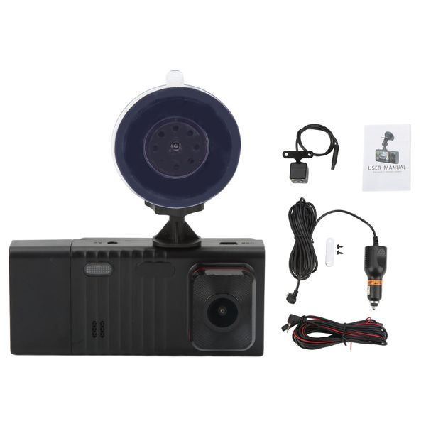 3-Lens Dash Cam - G-Sensor Loop Recording