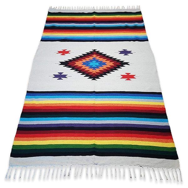 Home Decor Gift Multi-Use Bohemian Ethnic Linen Beach Throw Travel Blanket