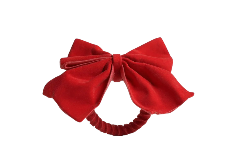 Red Velvet Bow Napkin Rings 4 Piece