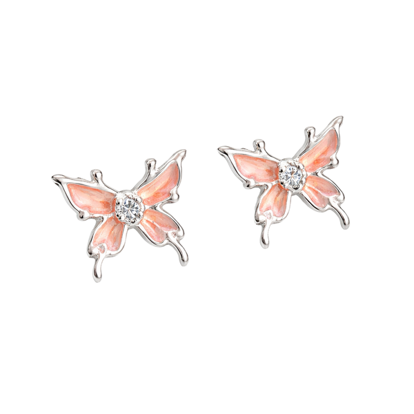 Enamel Fairy Stud Earrings - Silver