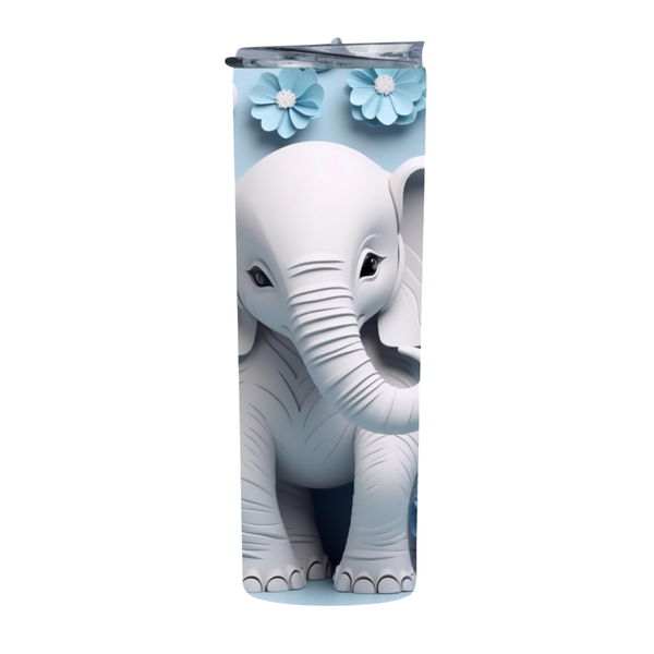 Floral Paper Art 3D Elephant 10 20 Oz Straight Skinny Tumbler 238