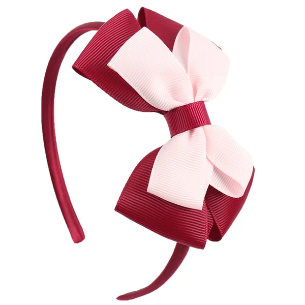Girls Red Double bow Alice Band