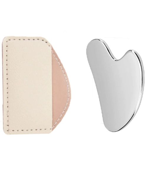Gua Sha Facial Tool, Stainless Steel Facial Scraper with Storage Bag