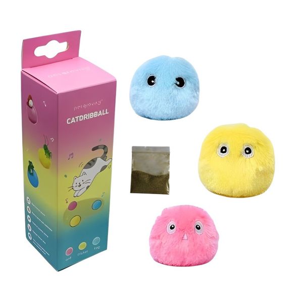 Cat Toy Pet Smart Chirping Ball Interactive Cat Plush Toy Ball - 3 Pack