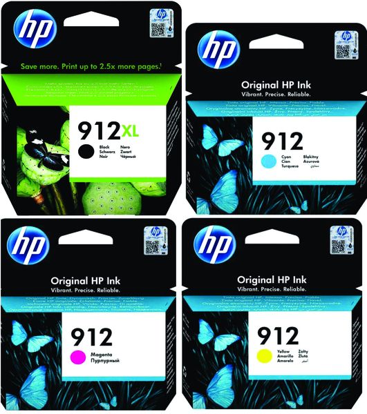 HP 912xl Black &amp; HP 912 Cyan, Magenta, Yellow Combo Pack