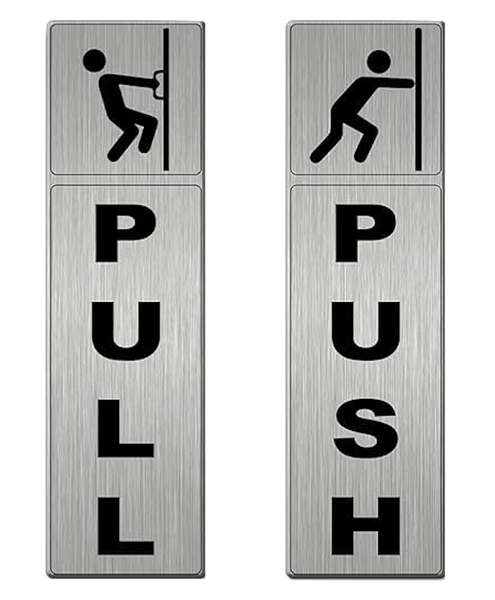Stationery Self Adhesive Push&amp;Pull Sliding Door Handle Signs 2pc -18cm