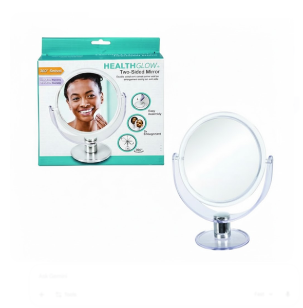 Health Glow - 2 Sided Stand Mirror 17cm