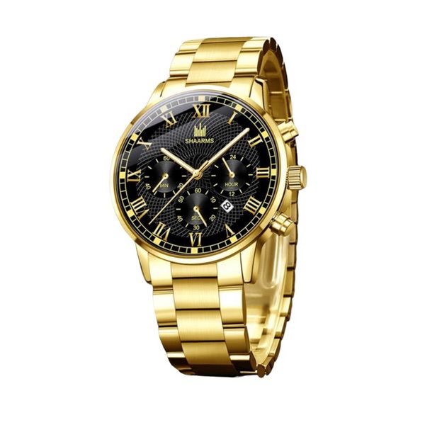 Shaarms Men Casual Fashion Quartz Stainless Steel Strap Watch Analog Watch