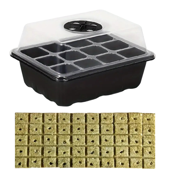 Seed Germination 3PCS Tray &amp; Rockwool Starter 50 Cubes -Plant Root Sprout