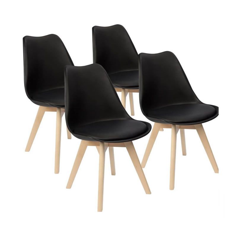 Set of 4 Padded Seat with Wooden Leg Dining Chair Shop Today. Get it