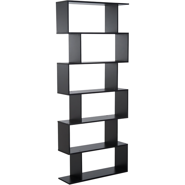 Wooden Bookshelf 6 Tier Bookshelf Bookcase - Black