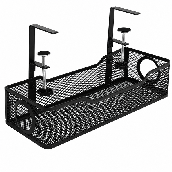 SKY-TOUCH Under Desk Cable Management Tray - Black (34 x 12 x 8cm)