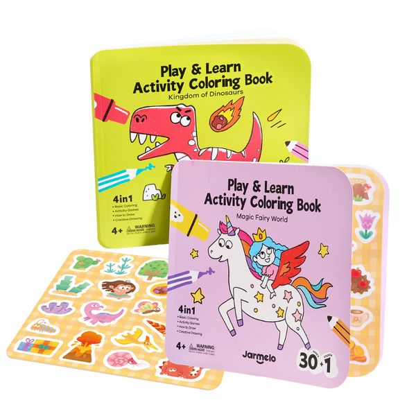 Jar Meló - Play &amp; Learn Colouring Book Set: Dinosaurs &amp; Fairies - 2 Books