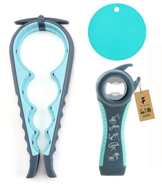 Multifunctional Jar and Bottle Opener Set, Seniors Hands with Gripper Pad
