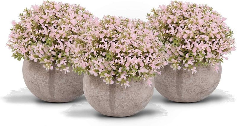 3 Artificial Plants With Small Plant Pot For Decoration pink