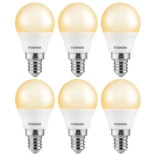 TOSHIBA E14 G45 Golfball LED Light Bulb 5W Cool White 4000K - 6 Pack