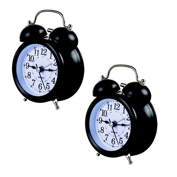 Clock Alarm Quartz Twin Bell 12cm - Set of 2