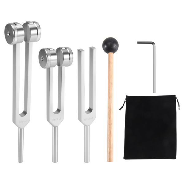 (128Hz, 256Hz, 512Hz)Tuning Fork Set, Tuning Forks with Reflex Hammer for C