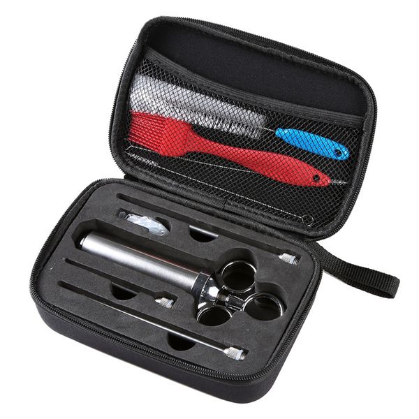 Meat Injector with Basting Brush and Carry Case - Stainless Steel