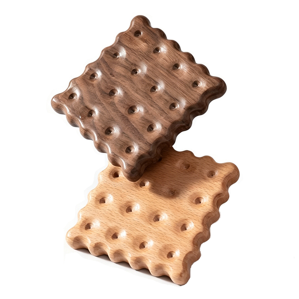 2 Pack Cookie Wood Coasters, Square Wood Coasters with Non-Slip Dots