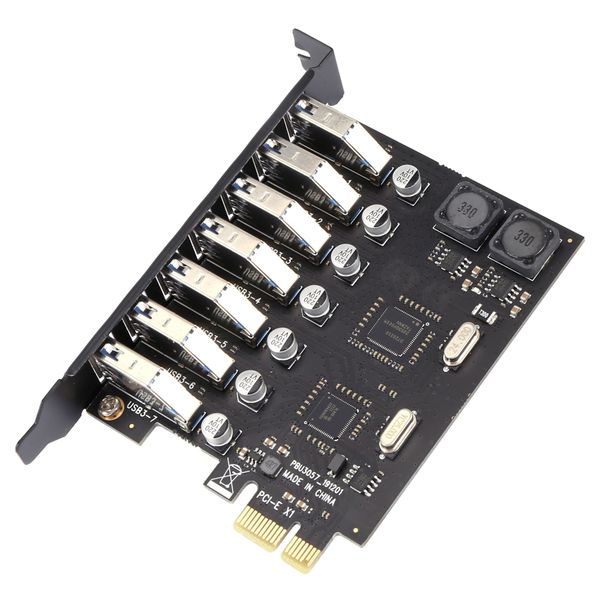 7 Ports USB 3.0 Hub Adapter External PCI Express Card for Desktop