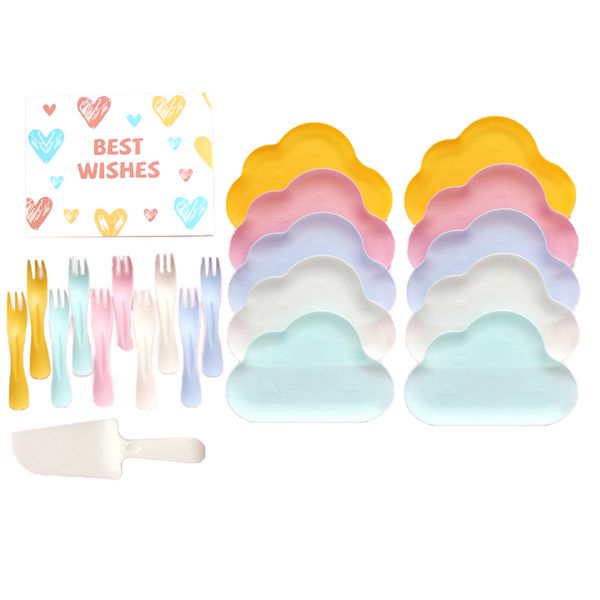 iKids Small Plastic Party Tableware | Cloud | 10 Guests