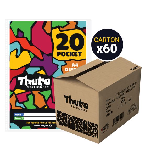 Thuto A4 Display File 20 Pocket (60 Pcs Carton) - Jazzy Edition