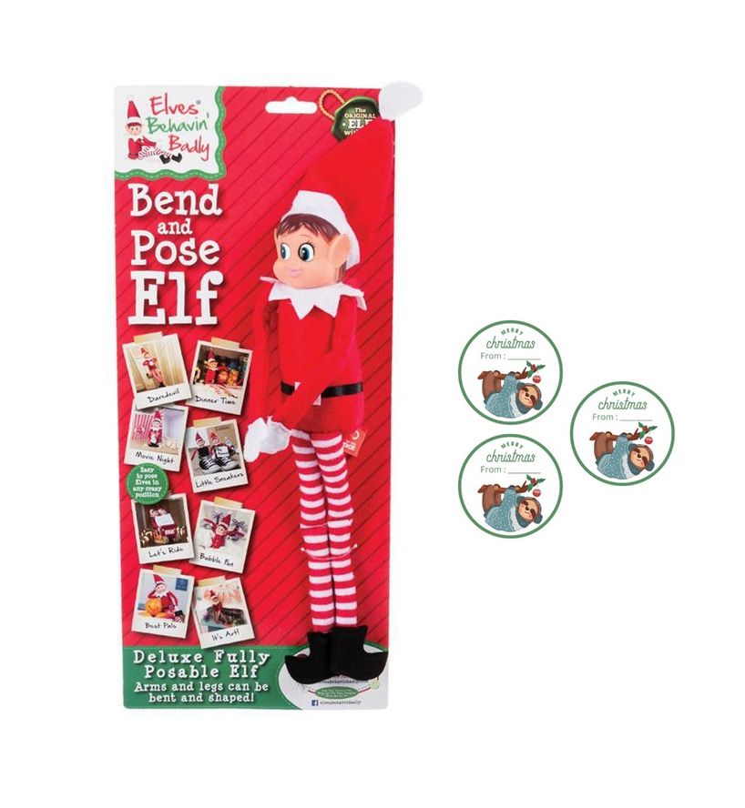 Bendable Elf &amp; Gift Tag Sticker Set