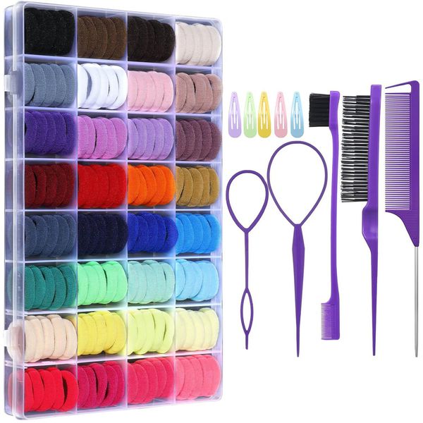 32 Colors Girls'Hair Ties Set-Soft Small Stretchable Elastics for Babies