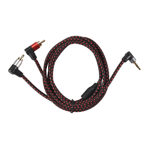 90 Degree 3.5mm Male to 2 RCA AUX Y Microphone Plug for Laptop 2M