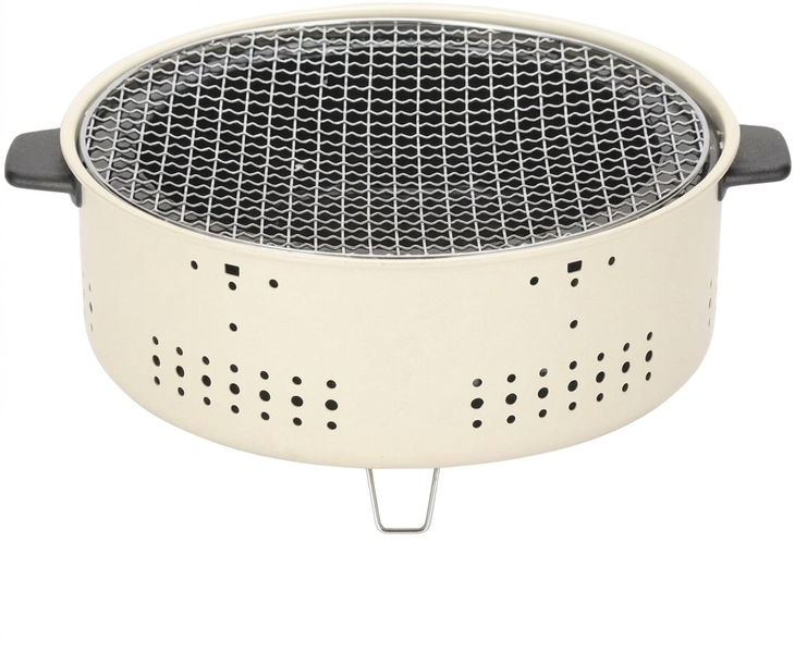 Round Non Stick Mini BBQ Hibachi Grille with Removable Mesh Grate