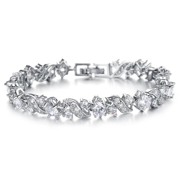 Stylish Cubic Zirconia Silver Female Bracelet