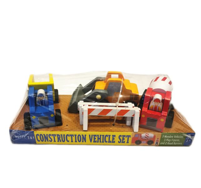 Classic Toy Wooden Toy Construction Vehicles Set Toy Car