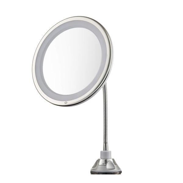 Magnifying 10x Versatile Mirror with Adjustable Gooseneck and Suction Stand