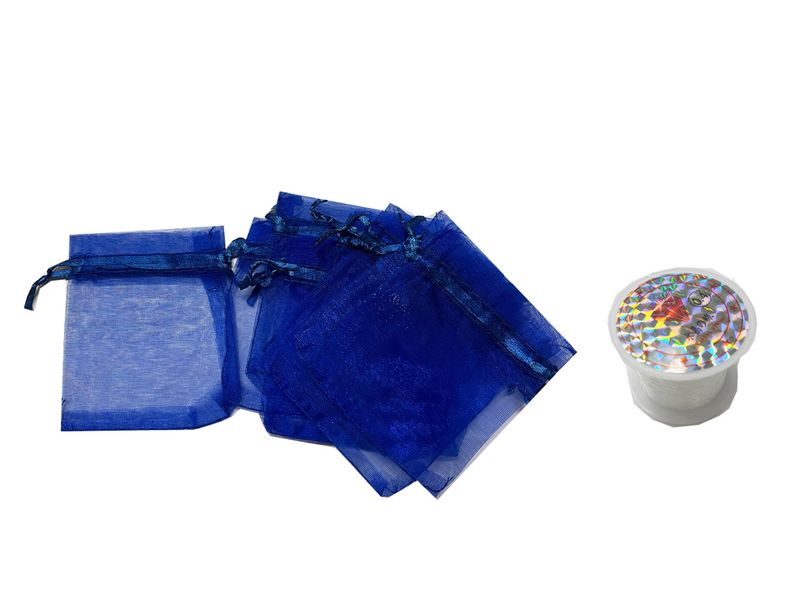 BEAD COOL - Bulk Gift Bag - 7 by 9cm - Royal Blue - 100pcs and Gut 35meters