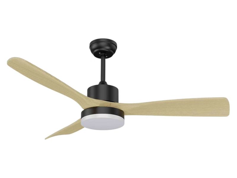 Modern Ceiling Fan Light - 3 Light Oak Wood-Look ABS Blades
