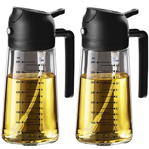 2-Pieces 470ml Glass Olive Oil Sprayer for Cooking