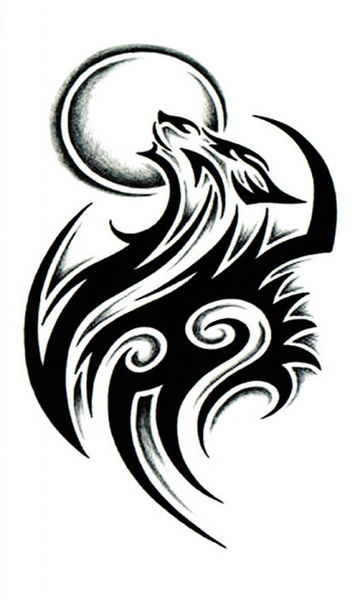 Tattoo - Waterproof High Quality Skin Safe - Blue Howling Wolf