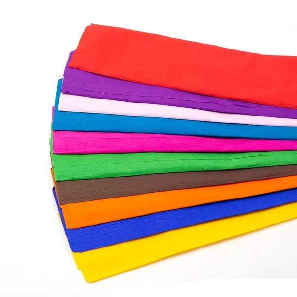 Craft DIY Crinkle Paper Pack of 10 Assorted 50x80cm Sheets