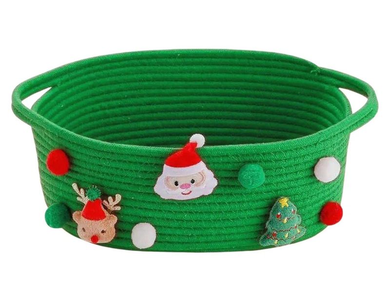 Christmas Small Woven Green Gifts Basket Baskets,10X5 Inch(Green)