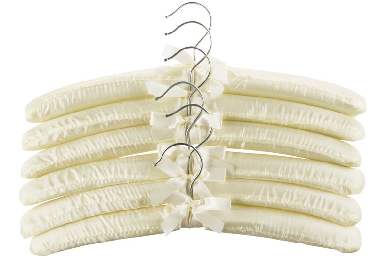 Presence - Satin Padded Hanger with Silver Hook (Cream) - Pack of 6