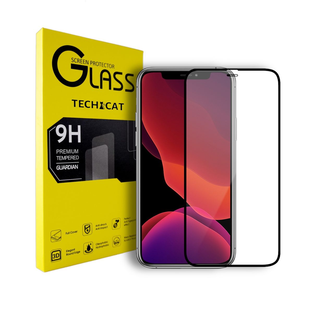 Techcat iPhone 11 Pro & iPhone XS & iPhone X Screen Protector Full