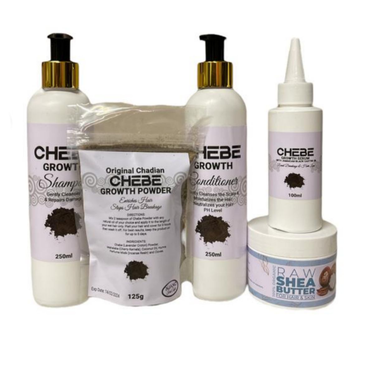 Chebe Full Growth Kit- Shampoo, Conditioner, Serum, Powder & Shea Butter