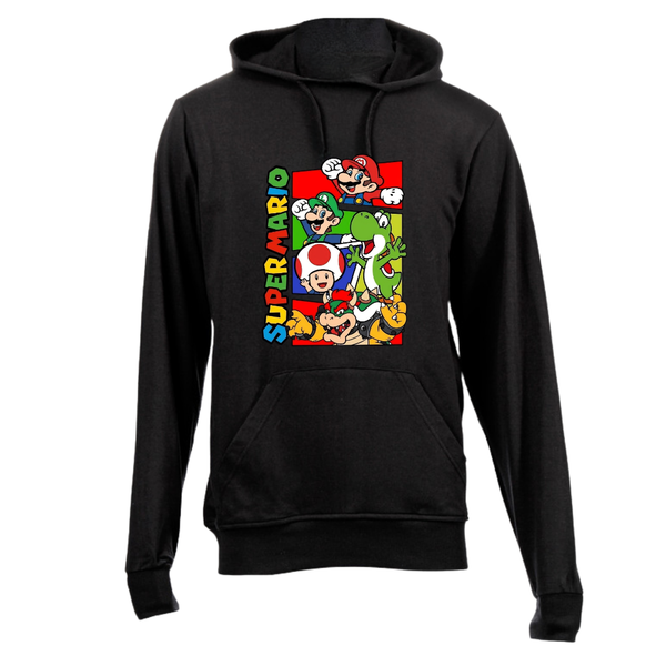Black Brushed Cotton Hoodie - Super Mario