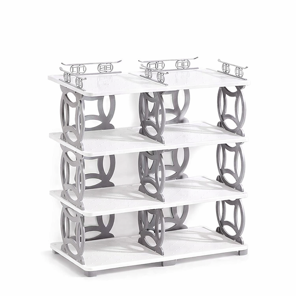 4-Tier Modern Geometric Shoe Rack &amp; Storage Organizer
