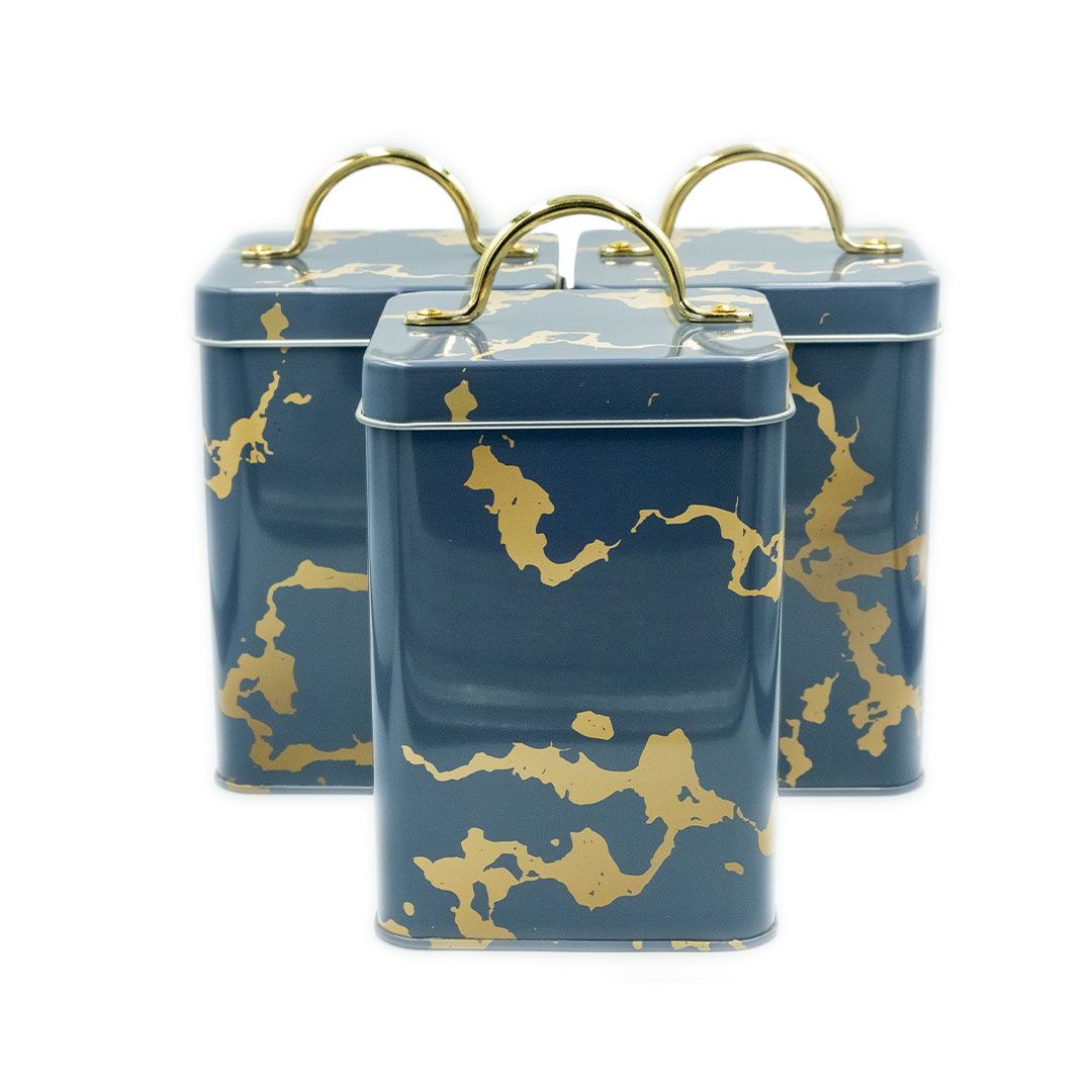 Royal Homeware 3 Piece Marble Color Canister Set (Tea, Coffee, Sugar)