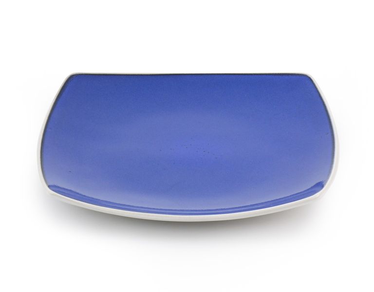 Side Plate 19x19cm Square Reactive Assorted Colours Blue and White